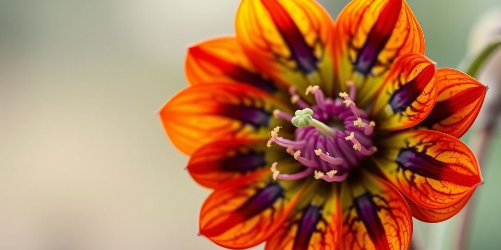 Fleur rare avec pétales colorés dans un jardin.