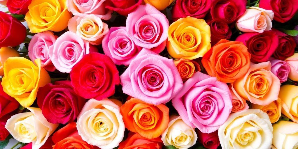 Un assortiment de roses colorées en différentes teintes.